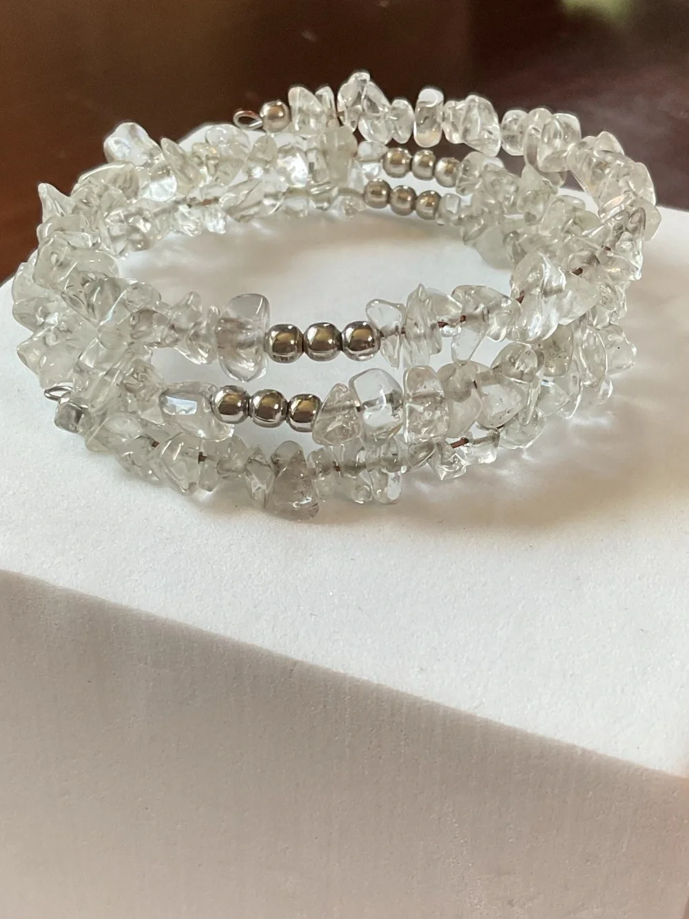 Crystal Quartz Chip Gemstone Bracelet